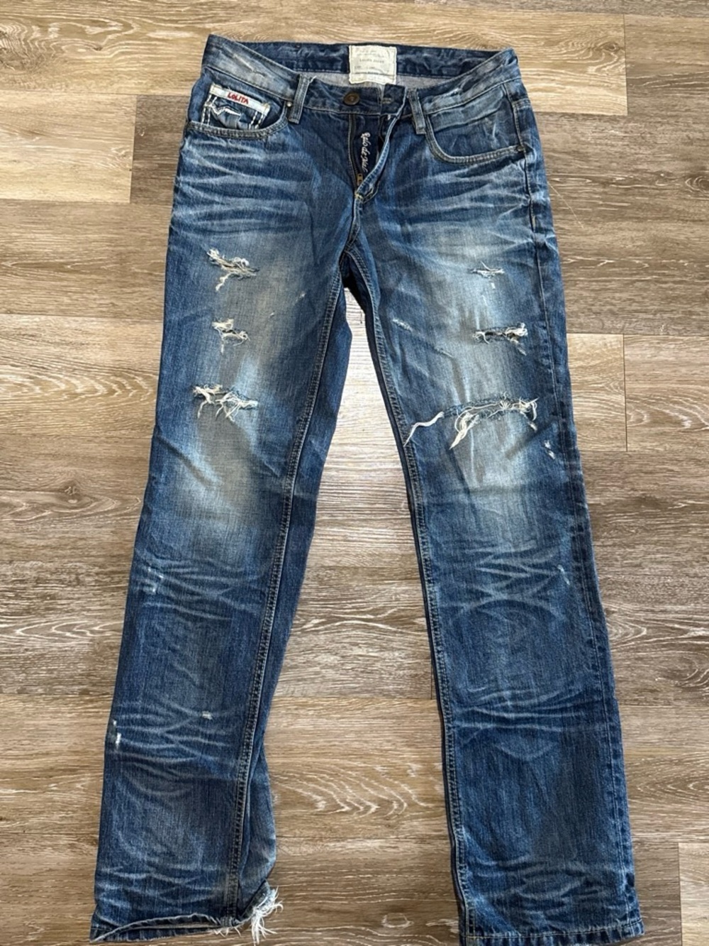 Lolita Distressed Blue Straight Jeans